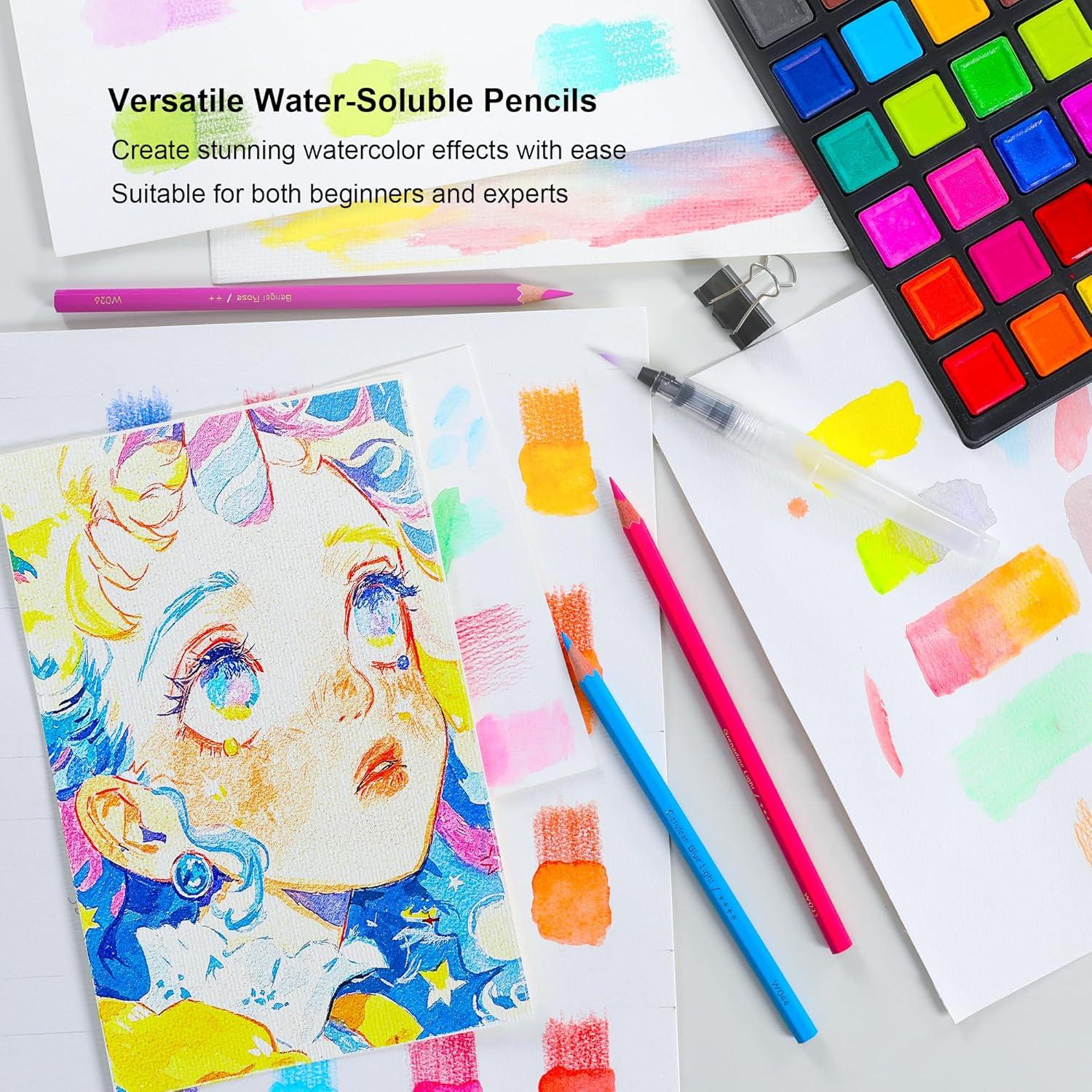 Aquarellstifte 72 Farben wasserlöslich mischbar ideal für Malbücher