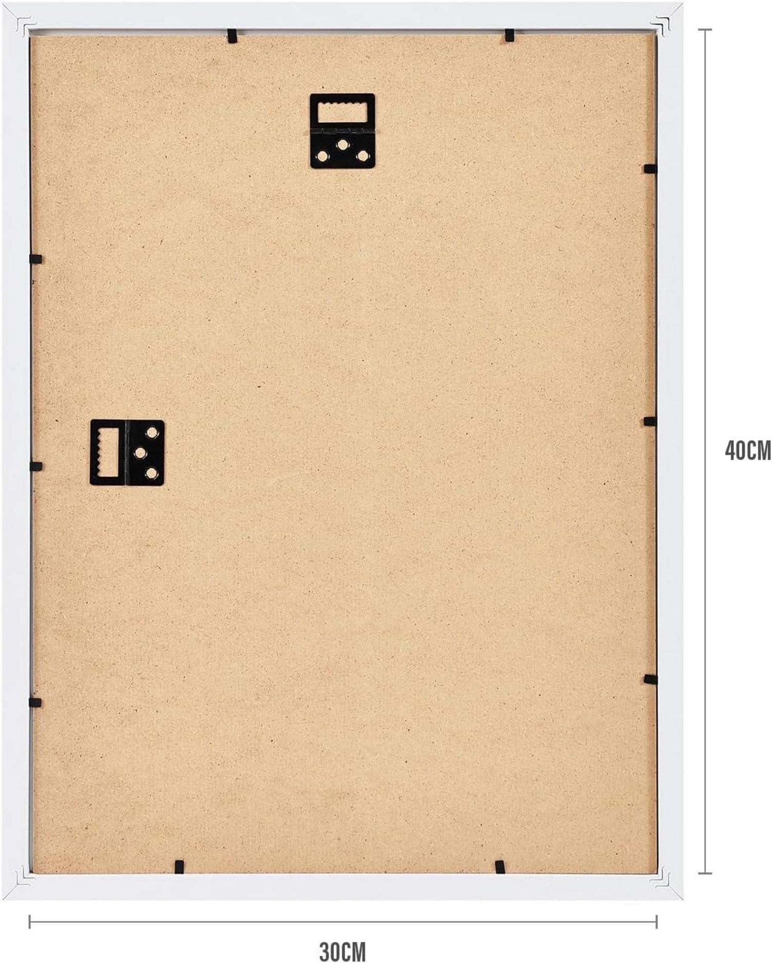 Bilderrahmen 30x40cm Weiß 2er-Set mit Passepartouts und MDF Rahmen
