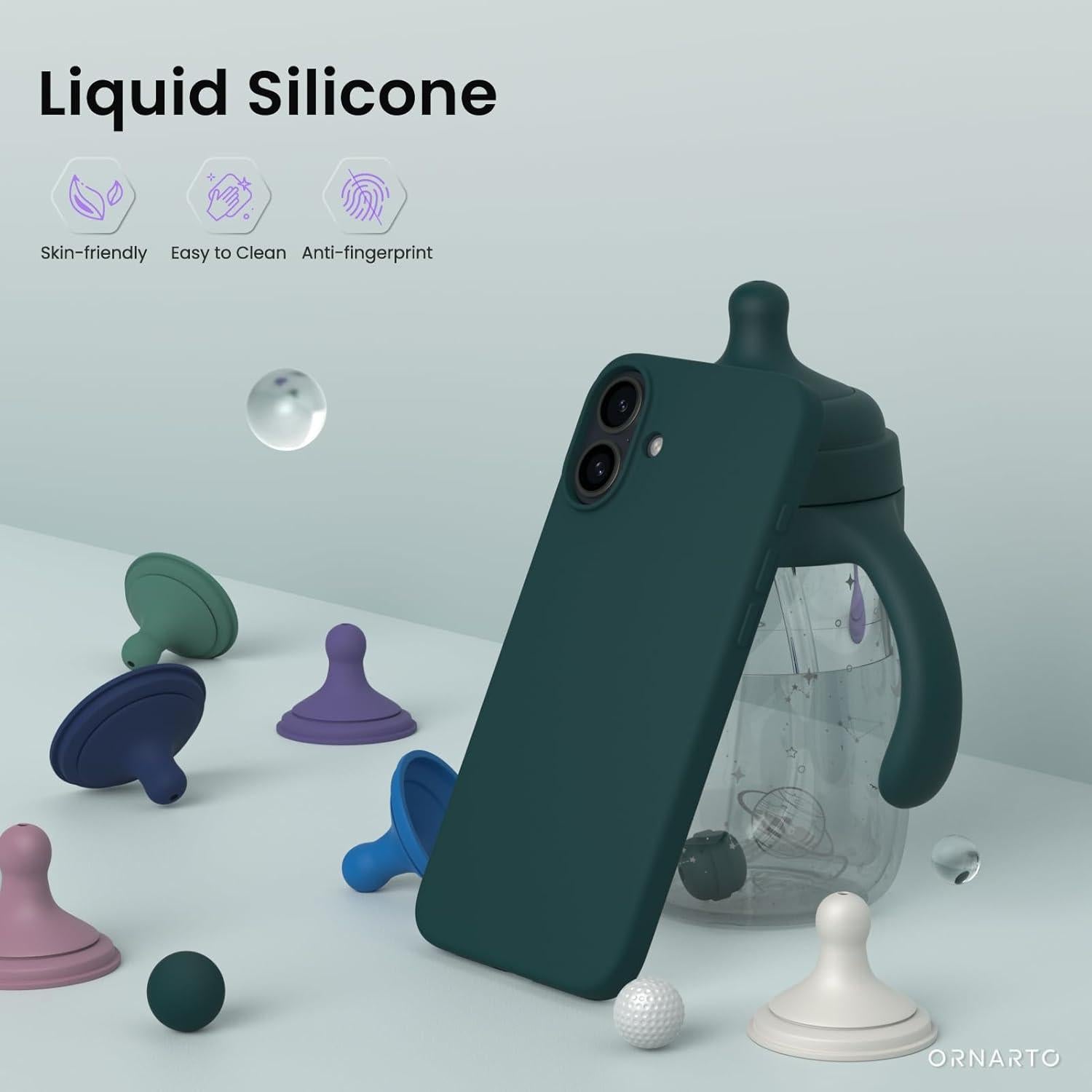 iPhone 16 Plus Hülle Silikon Kratzfeste Schutzhülle Olivgrün