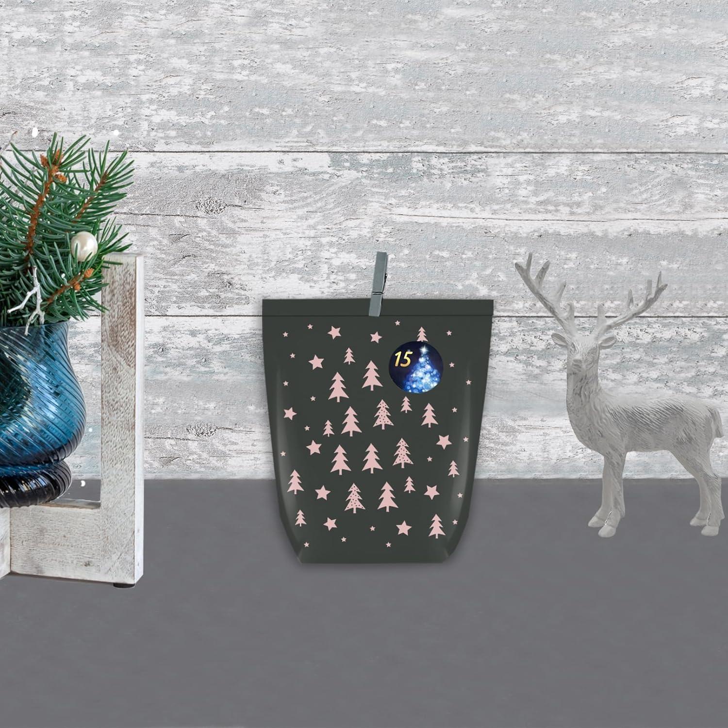 Adventskalender zum Befüllen, 24 Papiertüten DIY Weihnachten Blau