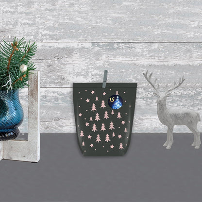 Adventskalender zum Befüllen, 24 Papiertüten DIY Weihnachten Blau