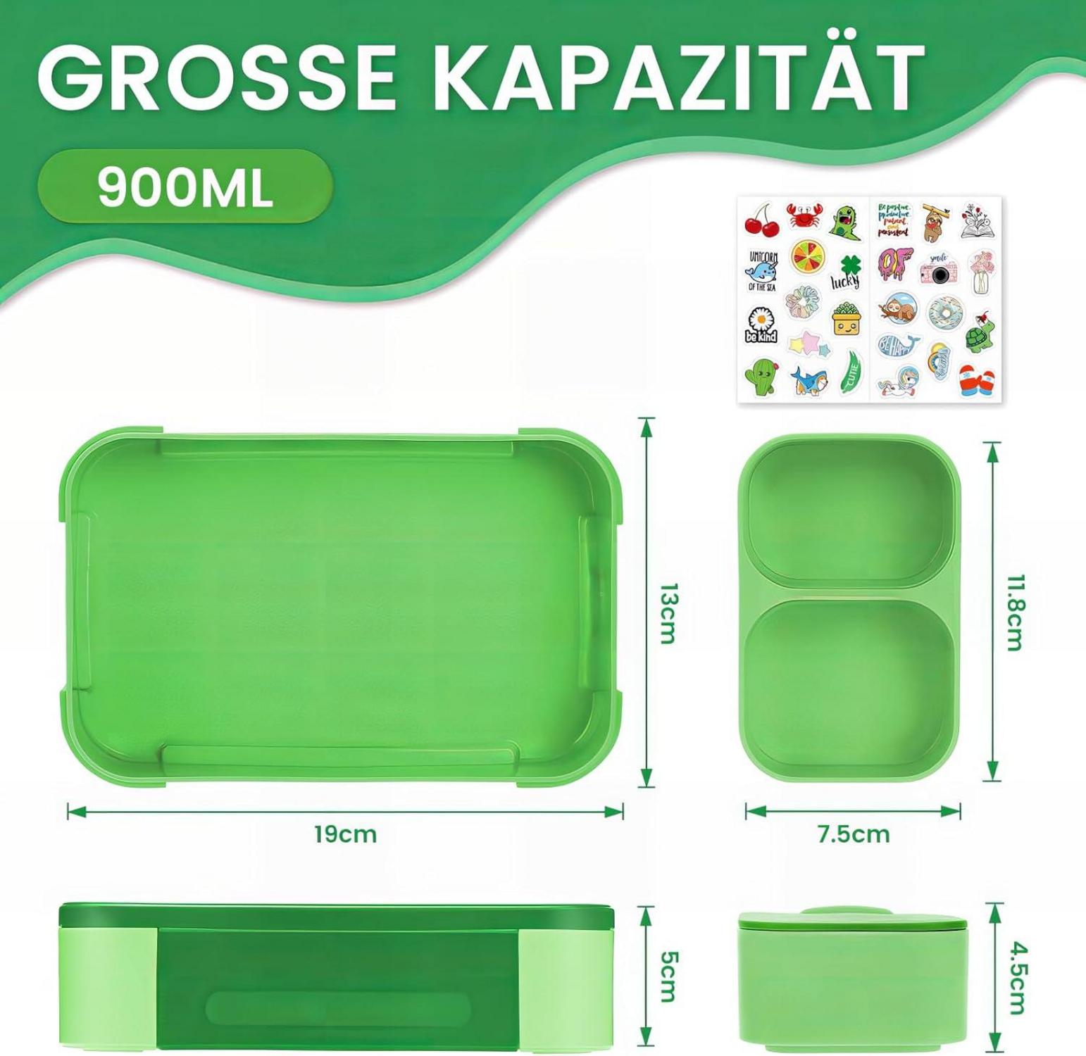 Brotdose Kinder Bento Box Auslaufsicher Lunchbox 900ml