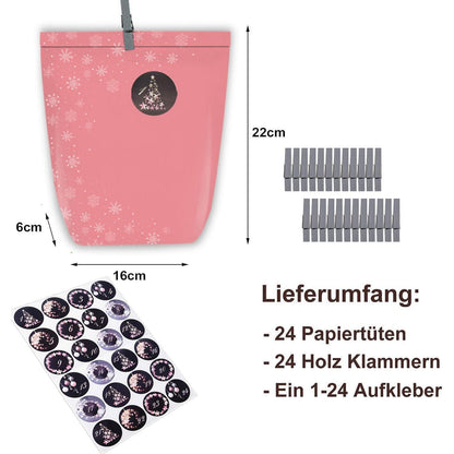 Adventskalender zum Befüllen 24 Weihnachtstüten mit