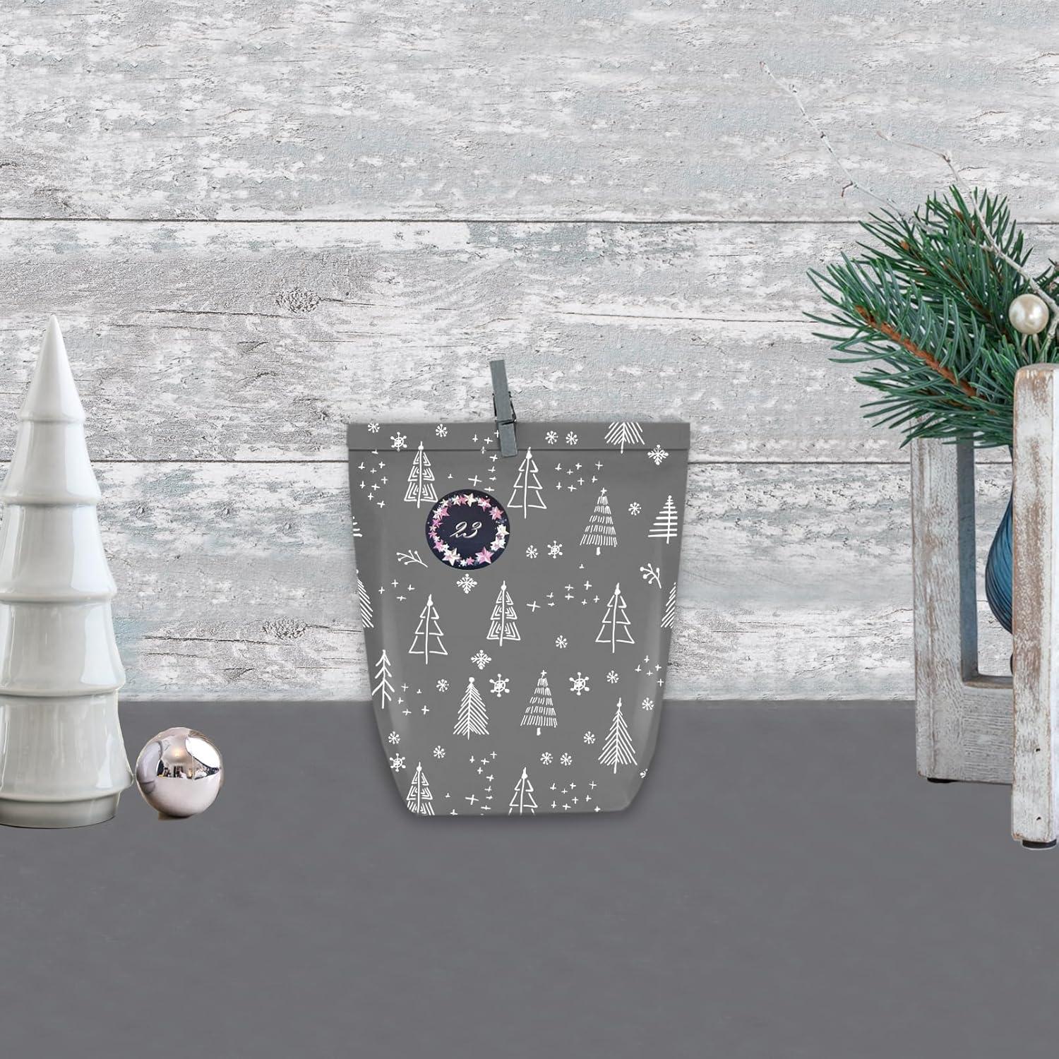 Adventskalender 24 Weihnachtstüten mit Zahlensticker Rosa