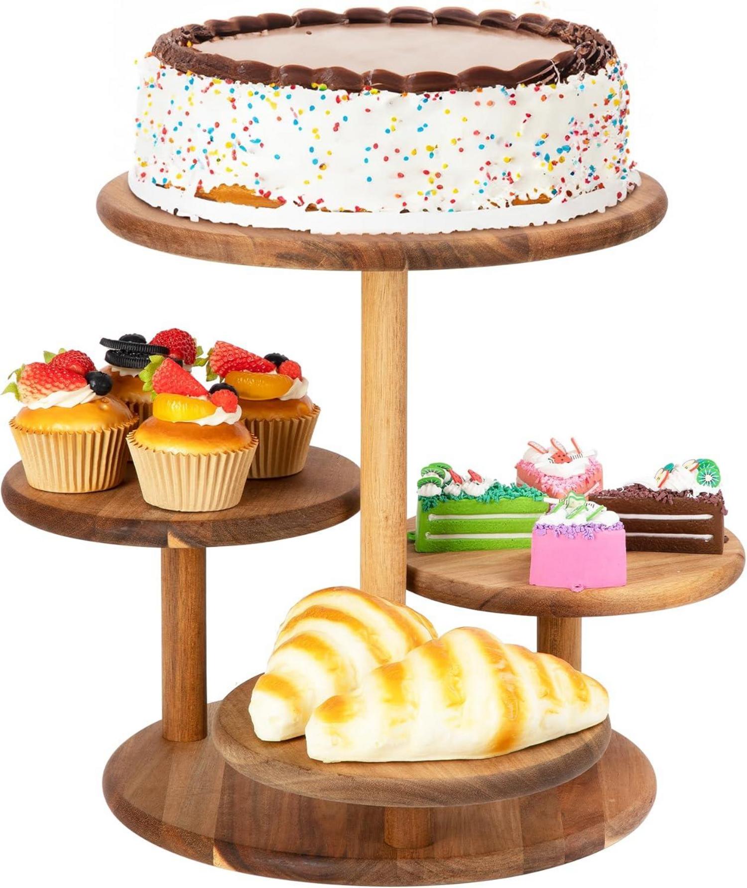 Holz Etagere Cupcake Ständer 4 Etagen Serviertablett Hochzeit Party