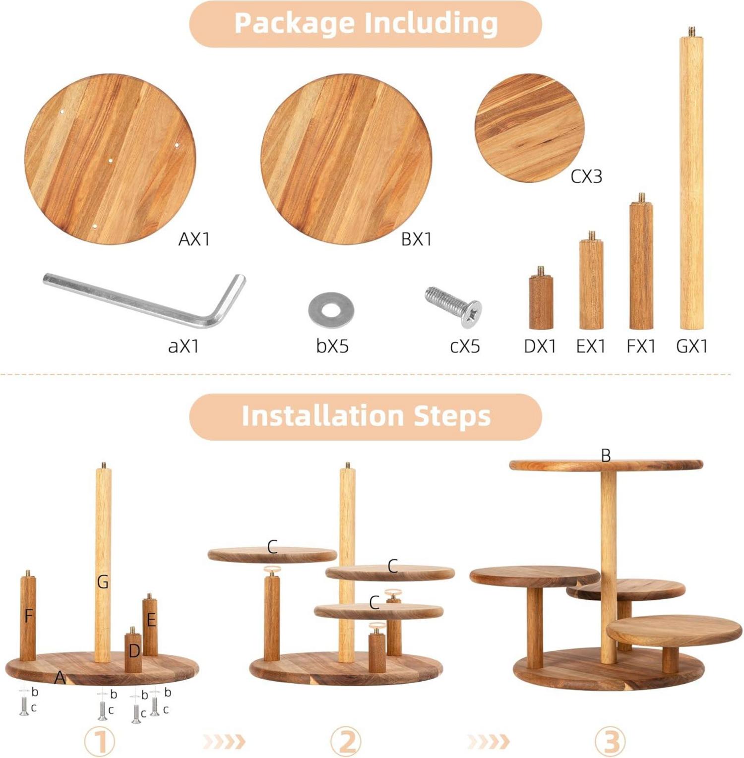 Holz Etagere Cupcake Ständer 4 Etagen Serviertablett Hochzeit Party