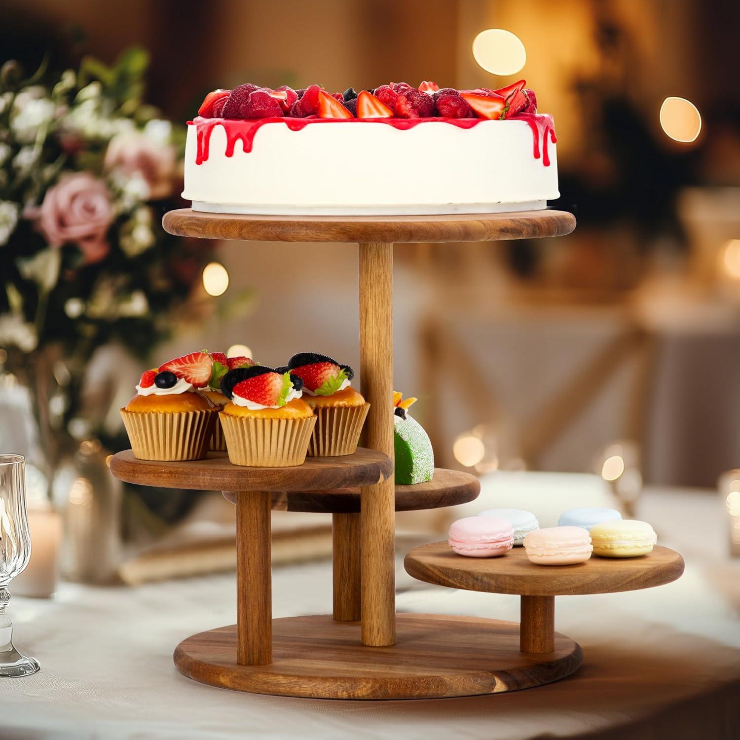 Holz Etagere Cupcake Ständer 4 Etagen Dessert Hochzeit Party Buffet