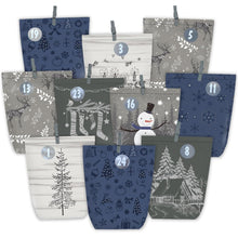 Adventskalender zum Befüllen 24 Weihnachts Papiertüten Blau