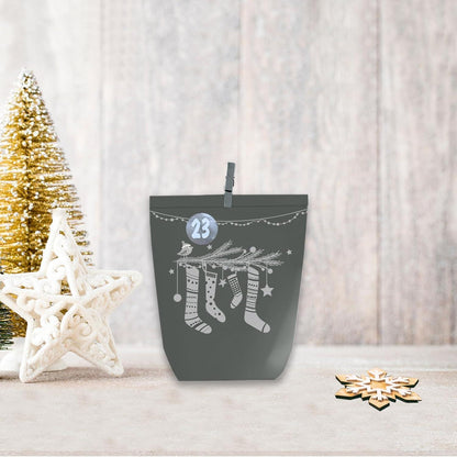 Adventskalender zum Befüllen 24 Weihnachts Papiertüten Blau