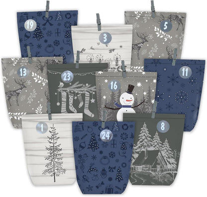 Adventskalender mit Papiertüten und Zahlenaufkleber, DIY