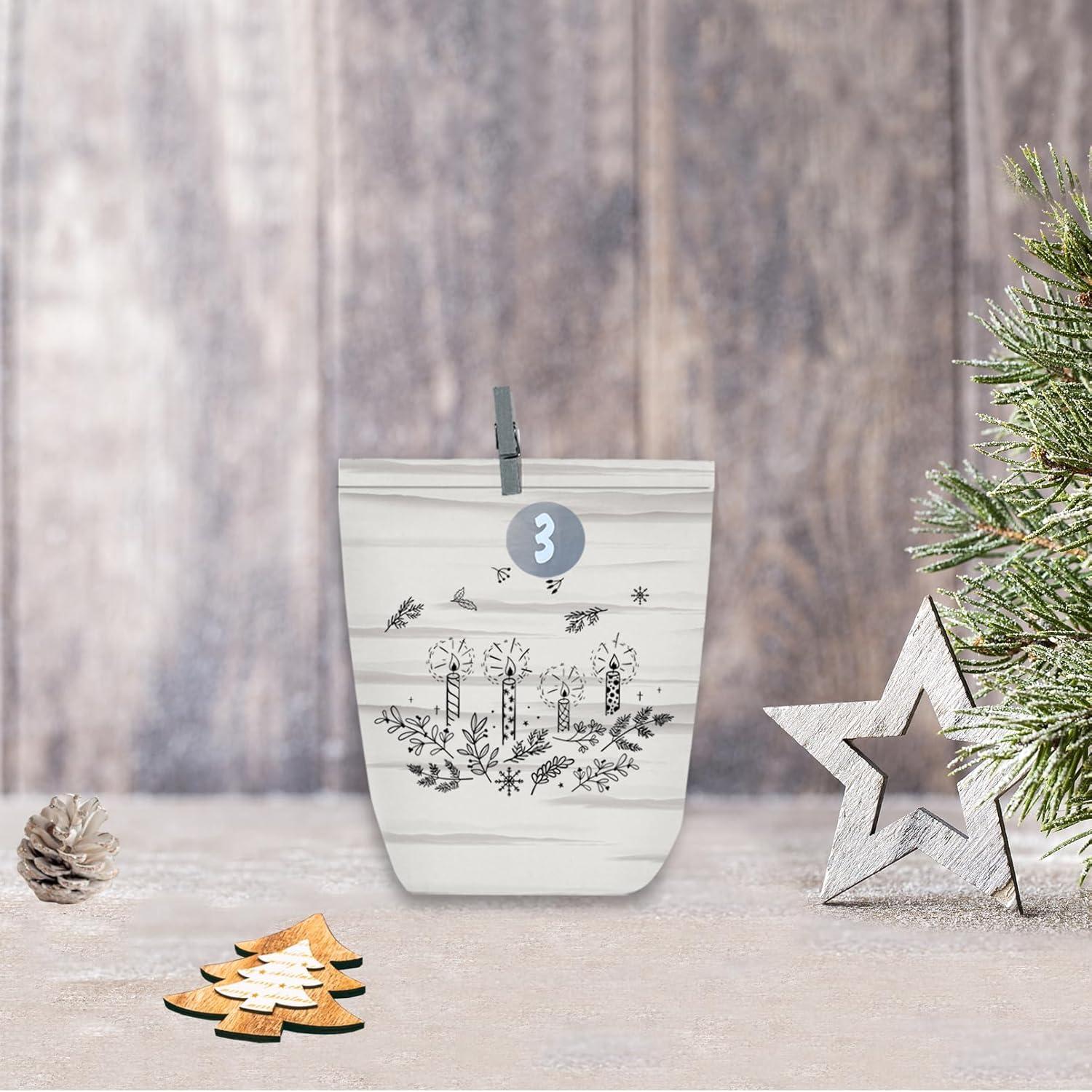 Adventskalender zum Befüllen 24 Papiertüten Weihnachtskalender