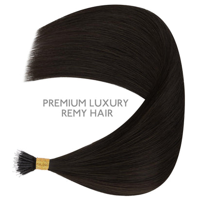 Dunkelbraune Echthaar Nanoring Extensions – 50g, 50cm