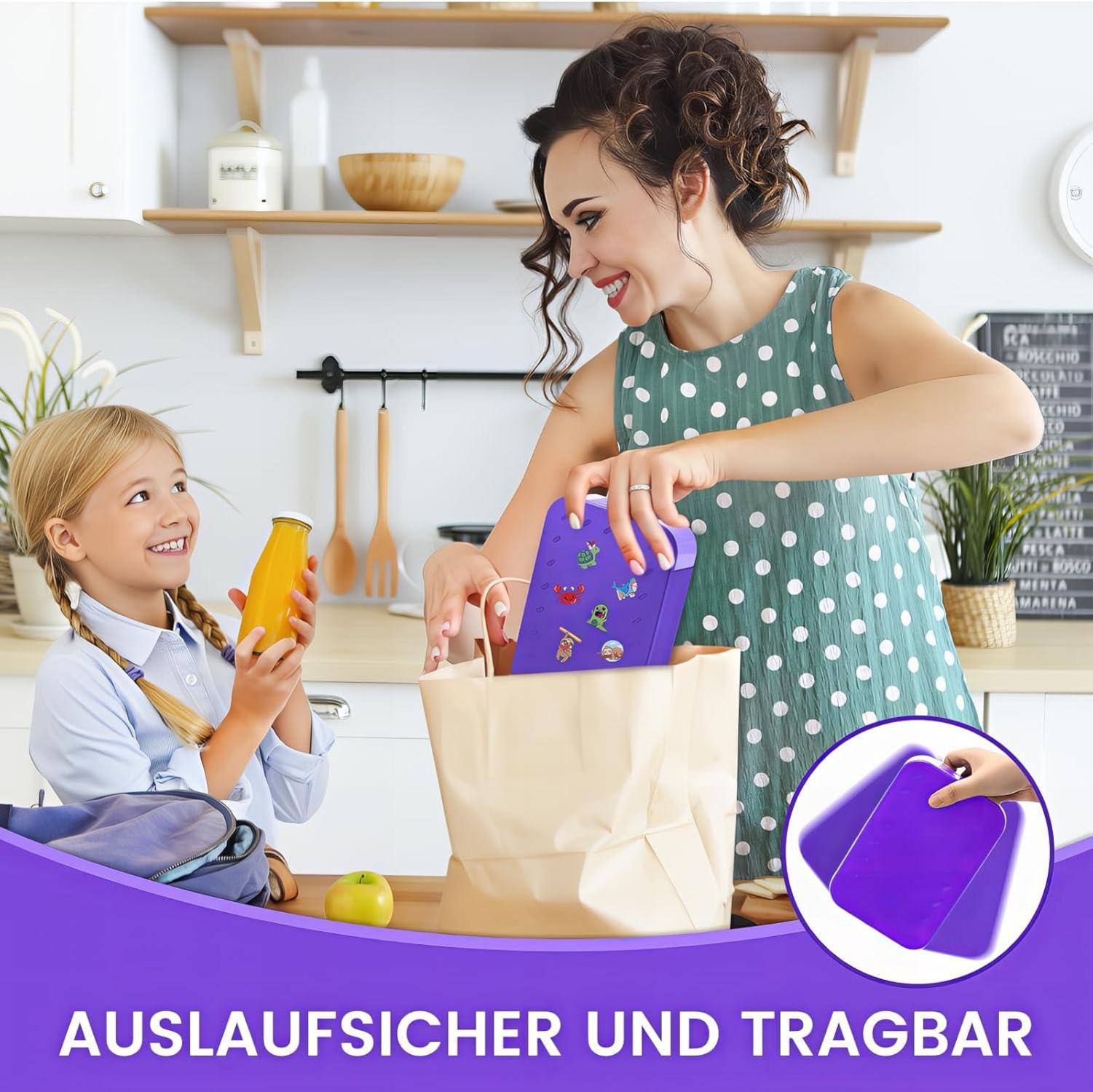 Brotdose Kinder Bento Box Auslaufsicher Lunchbox 900ml Violett