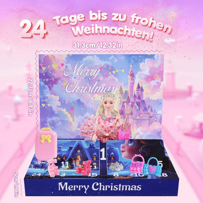 Adventskalender Mädchen 2024 Weihnachts-Countdown 24 Tage Puppe Kostüme
