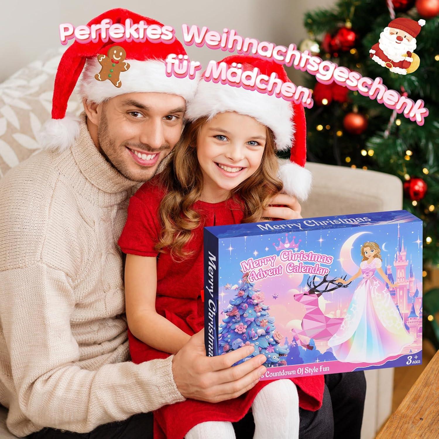 Adventskalender Mädchen 2024 Weihnachts-Countdown 24 Tage Puppe Kostüme
