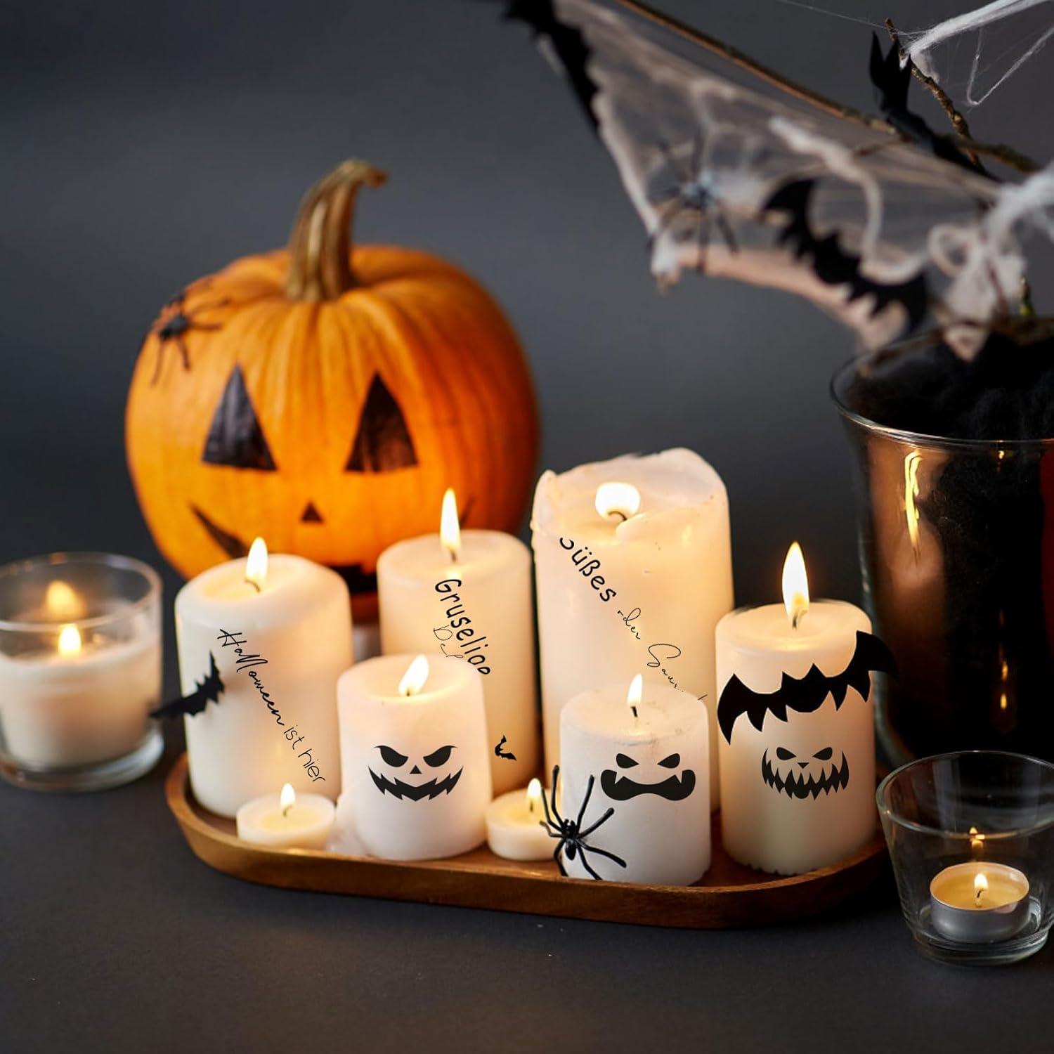 Halloween Kerzentattoos Kürbis DIY Geschenk Tasse 4 Stück
