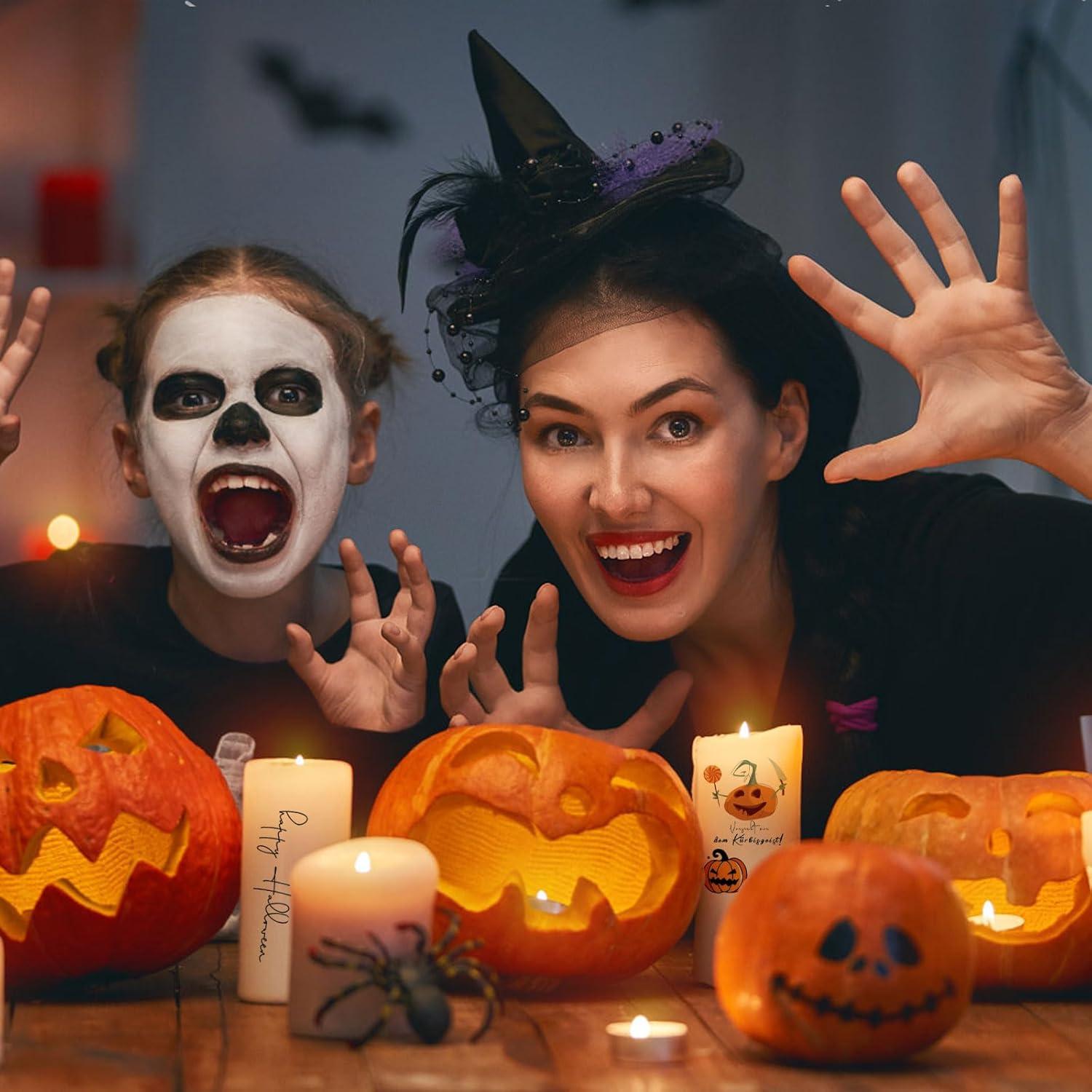 Kerzentattoos Halloween Deko Kürbis DIY Geschenk Basteln Sets 4 Blatt A5