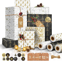 Weihnachtspapier Vintage Set 4 Rollen Geschenkpapier 3m