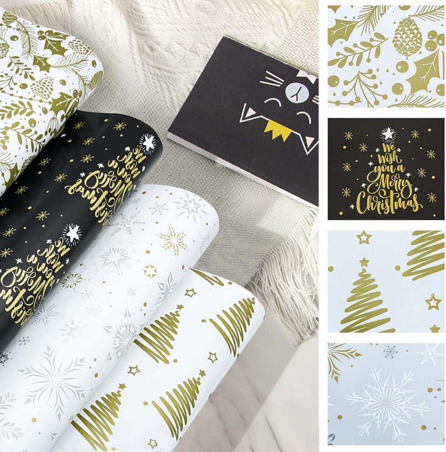 Weihnachtspapier Geschenkpapier Set 4 Rollen 43cm x 3m