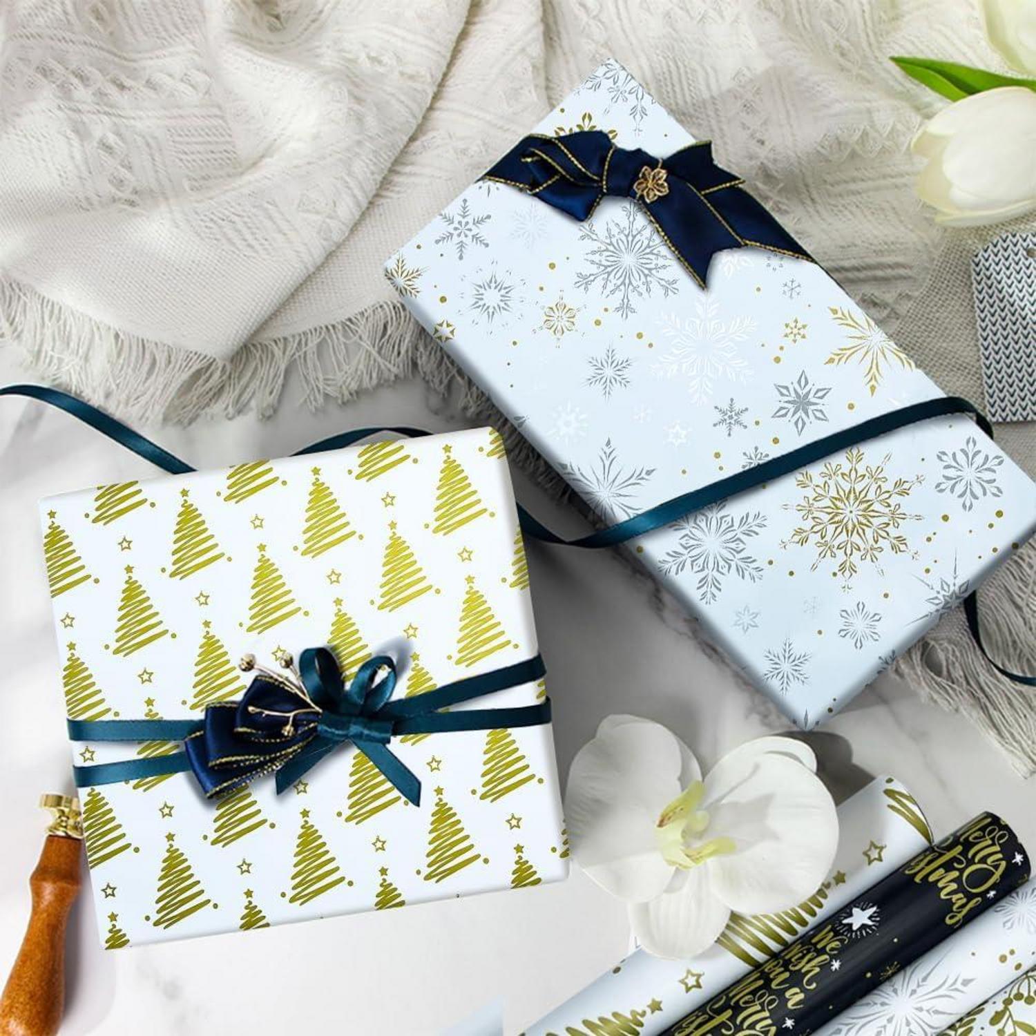 Weihnachtspapier Geschenkpapier Rollen 4er Set Vintage Stil 43cm×3m