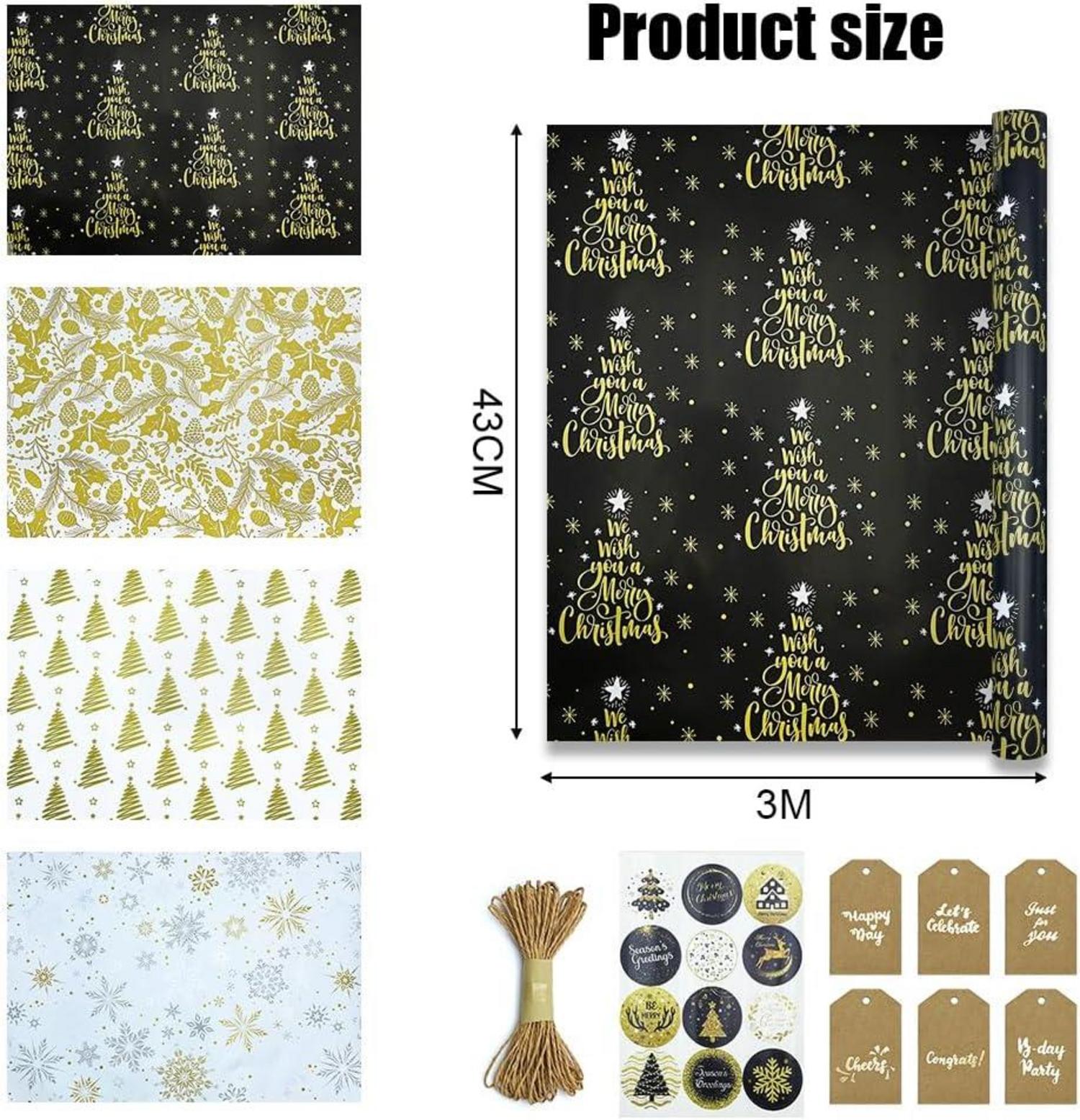 Weihnachtspapier Geschenkpapier Edel 4 Rollen Weihnachten Vintage