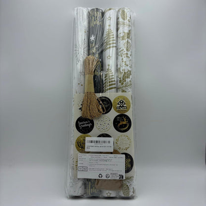 Weihnachtspapier Geschenkpapier Edel 4 Rollen Weihnachtsgeschenkpapier Vintage Papier Set