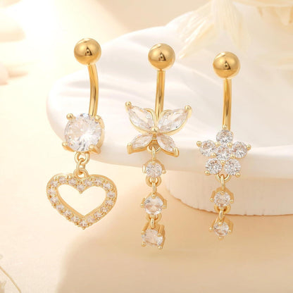 Bauchnabelpiercing Set Chirurgenstahl Silber Gold 10mm 12mm