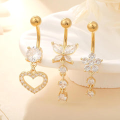 Bauchnabelpiercing Set Chirurgenstahl Silber Gold 10mm 12mm