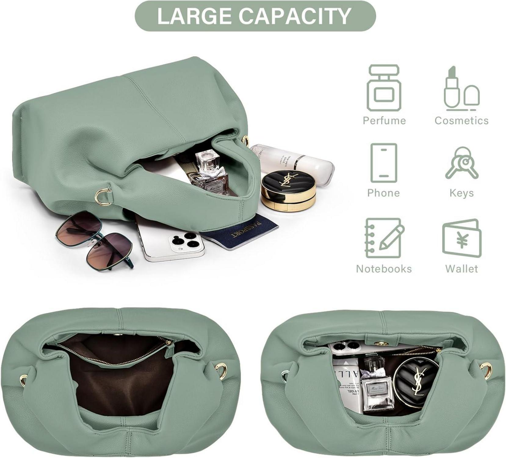 Knödel Handtasche Damen PU Leder Umhängetasche Schwarz