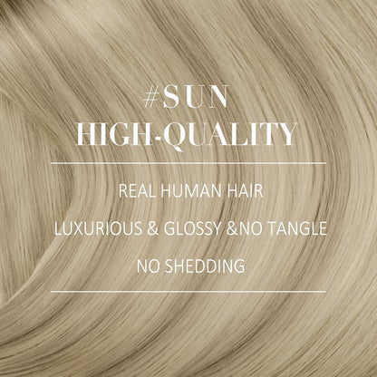 Blond Nanoring Extensions Echthaar Aschblond mit Platinblond 50cm