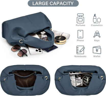 Frauen Handtasche Crossbody Bag Umhängetasche Knödel Stil Schwarz