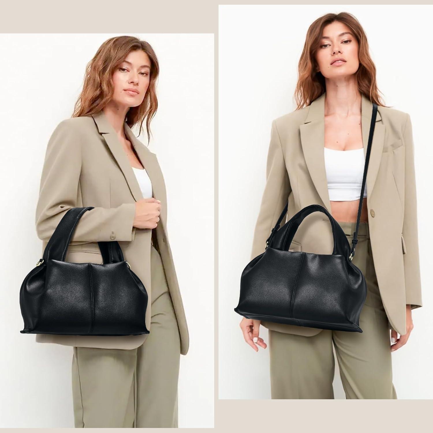 Damen Handtasche Medium Dumpling Crossbody Umhängetasche PU Leder