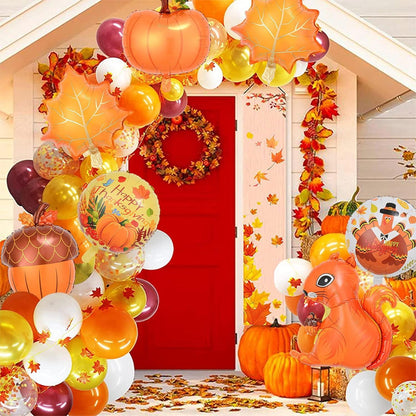 Herbst Deko Set Kürbis Ahornblatt Air Balloon Thanksgiving Halloween