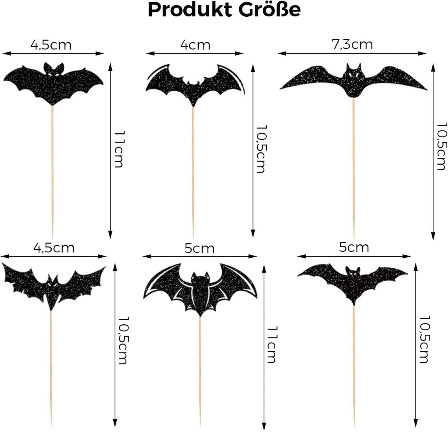 Halloween Cupcake Toppers Fledermaus Tortendeko Set 24 Stück