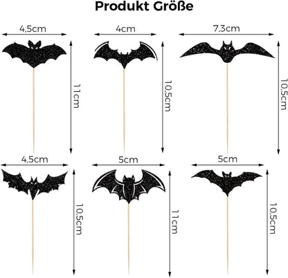 Halloween Cupcake Toppers Fledermaus Tortendeko Set 24 Stück