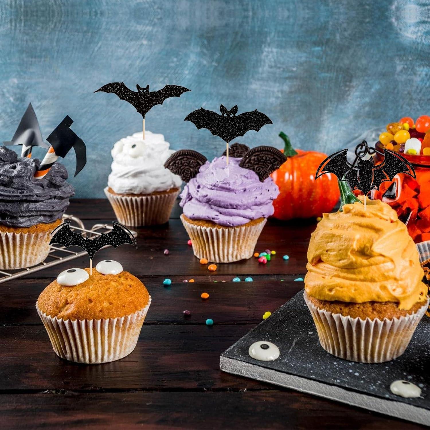 Halloween Fledermaus Cupcake Toppers 24 Stück Food Picks