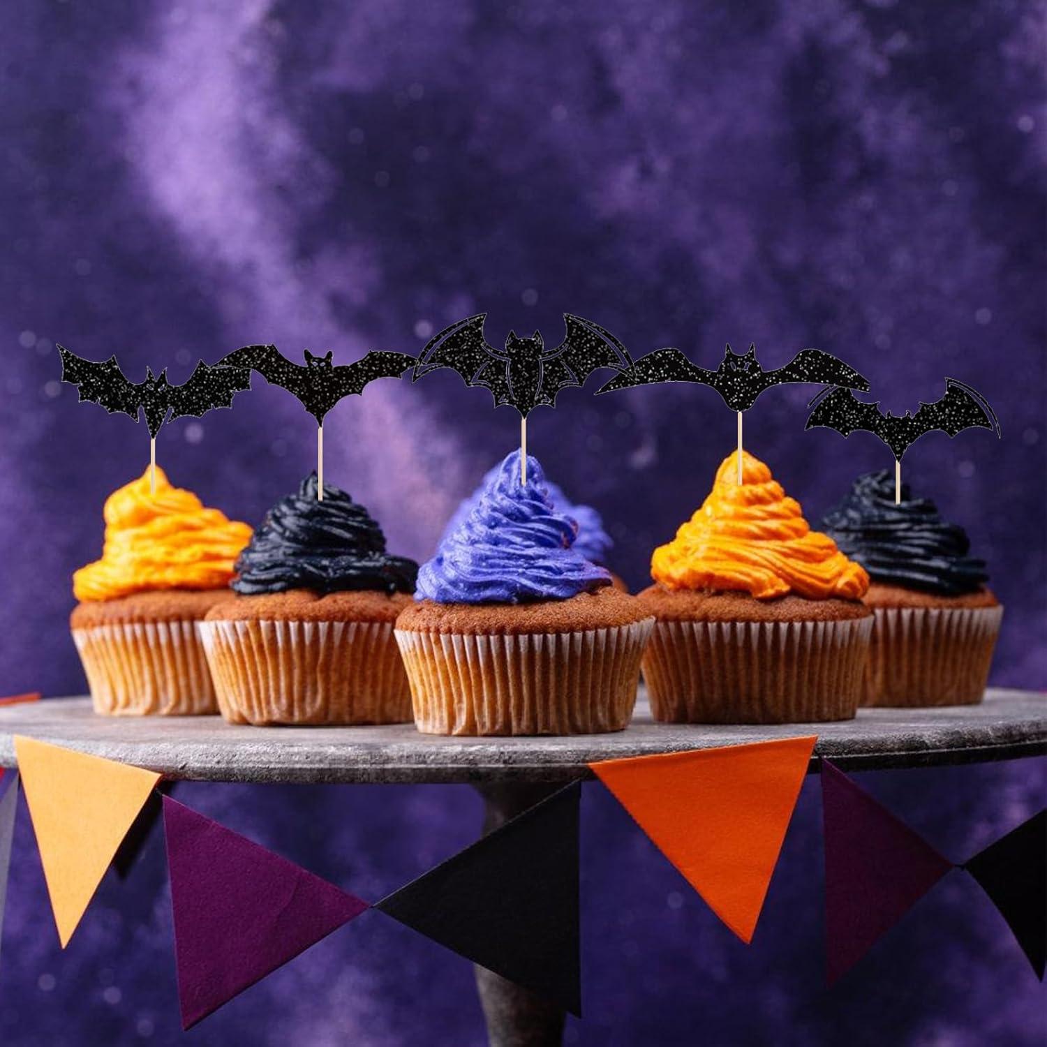 Halloween Fledermaus Cupcake Toppers 24 Stück Party Deko