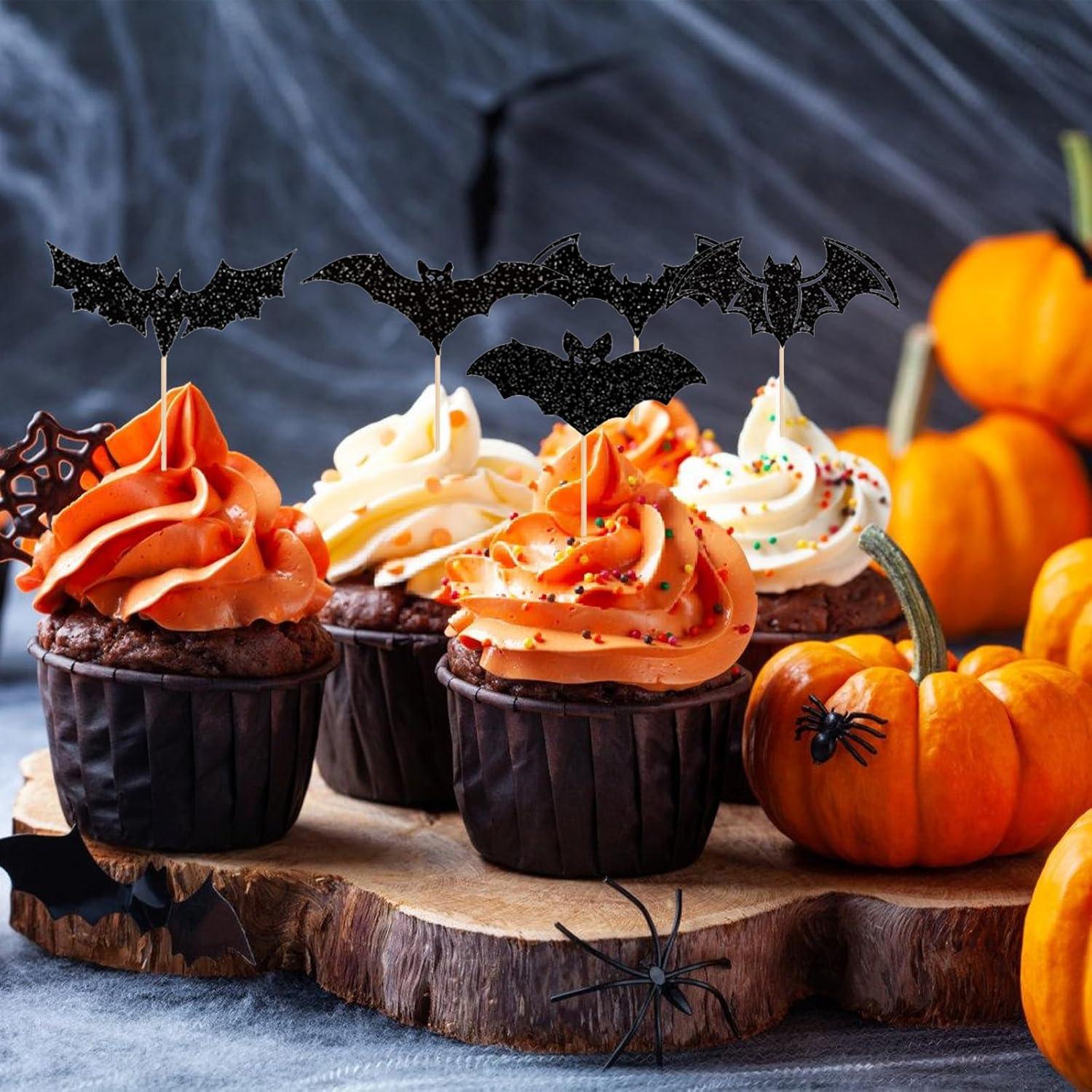 Halloween Cupcake Topper Fledermaus Deko 24 Stück Muffin Tortendeko