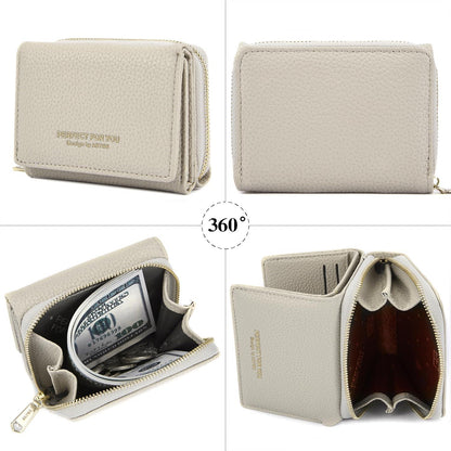 Damen Geldbörse klein mit Vintage Design und Münzfach - Beige