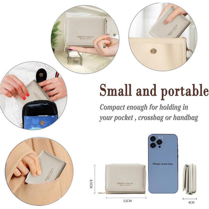 ANYWN Damen Geldbörse klein Münzfach veganes Kunstleder