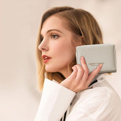 ANYWN Damen Geldbörse klein Münzfach veganes Kunstleder