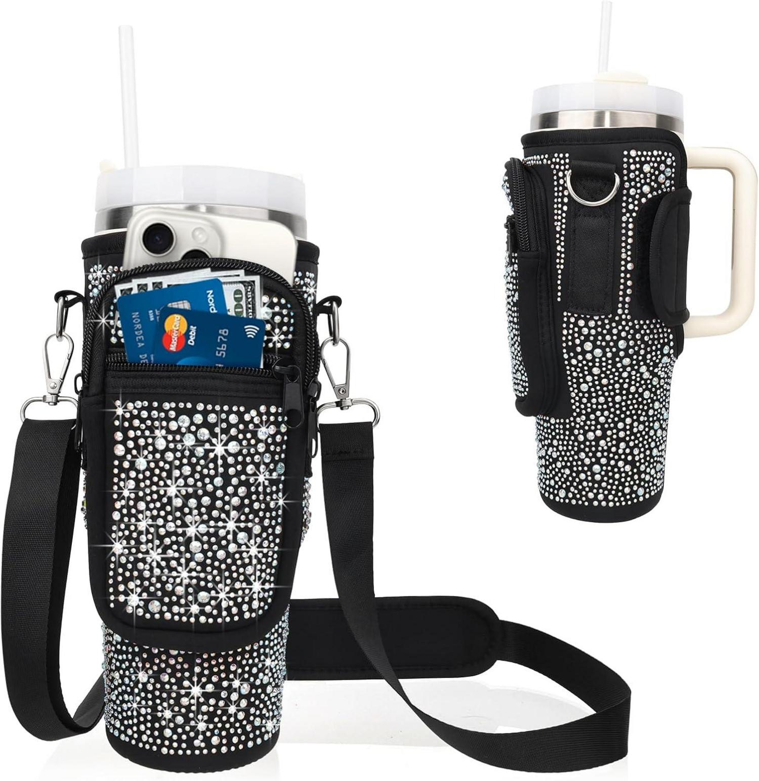 Schwarze Trinkflaschentasche für Stanley Cup 1,2 l - Verstellbarer