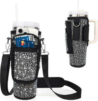 Schwarze Trinkflaschentasche für Stanley Cup 1,2 l - Verstellbarer