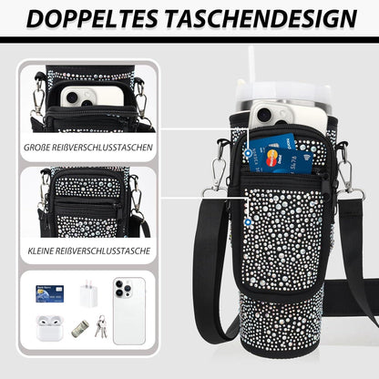 Schwarze Trinkflaschentasche für Stanley Cup 1,2 l - Verstellbarer