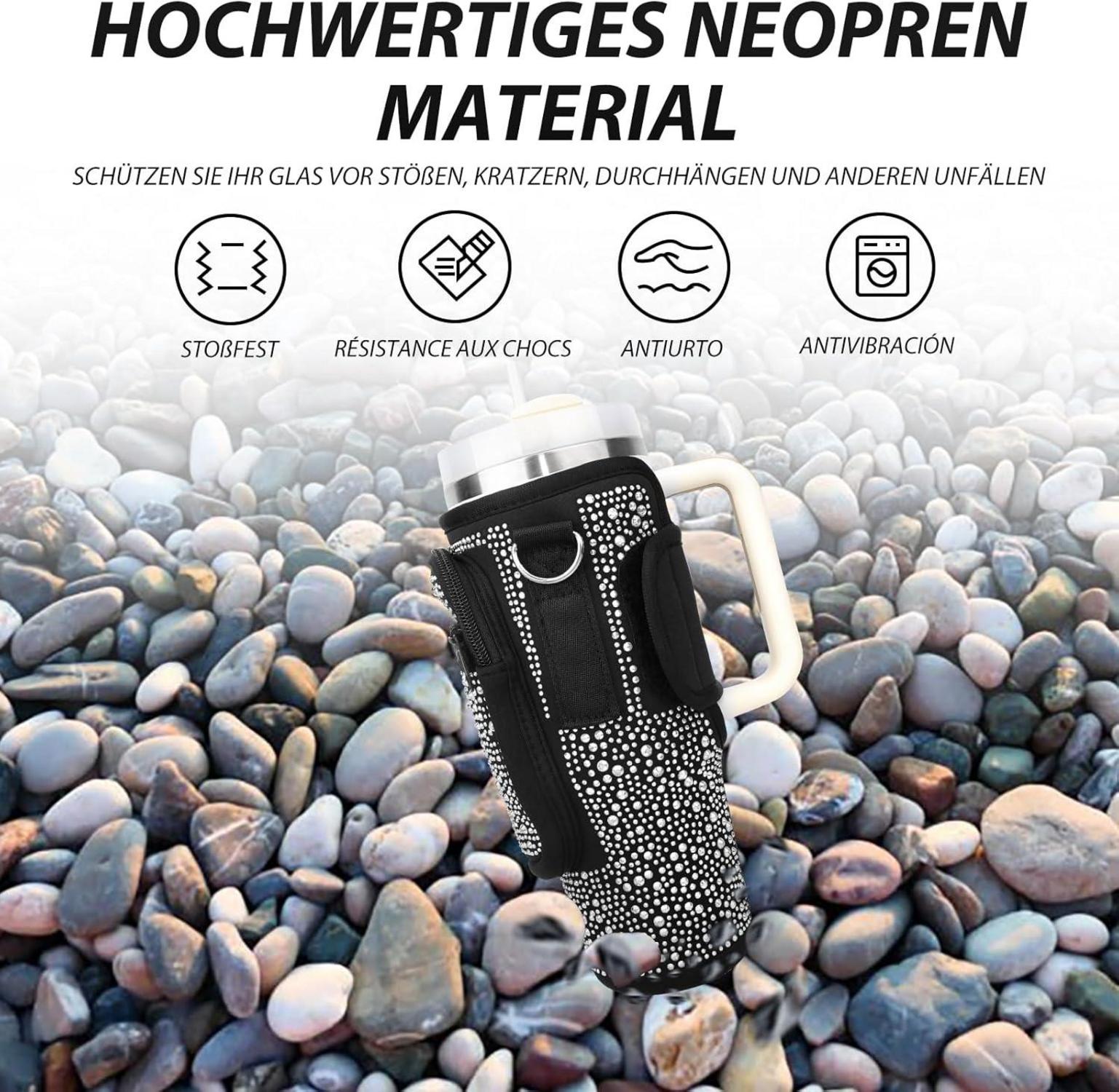 Tasche für Stanley Cup 1,2l Trinkflasche Umhängetasche Schwarz