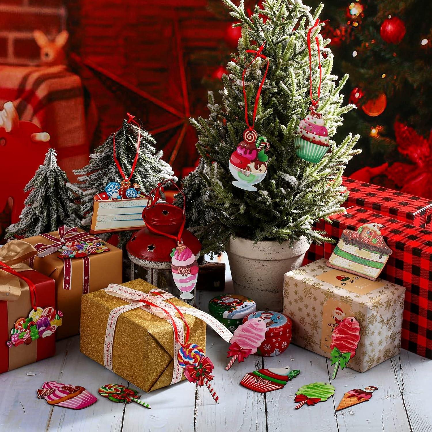 30er Set Holz Weihnachtsbaum Deko Anhänger Christmas Decorations