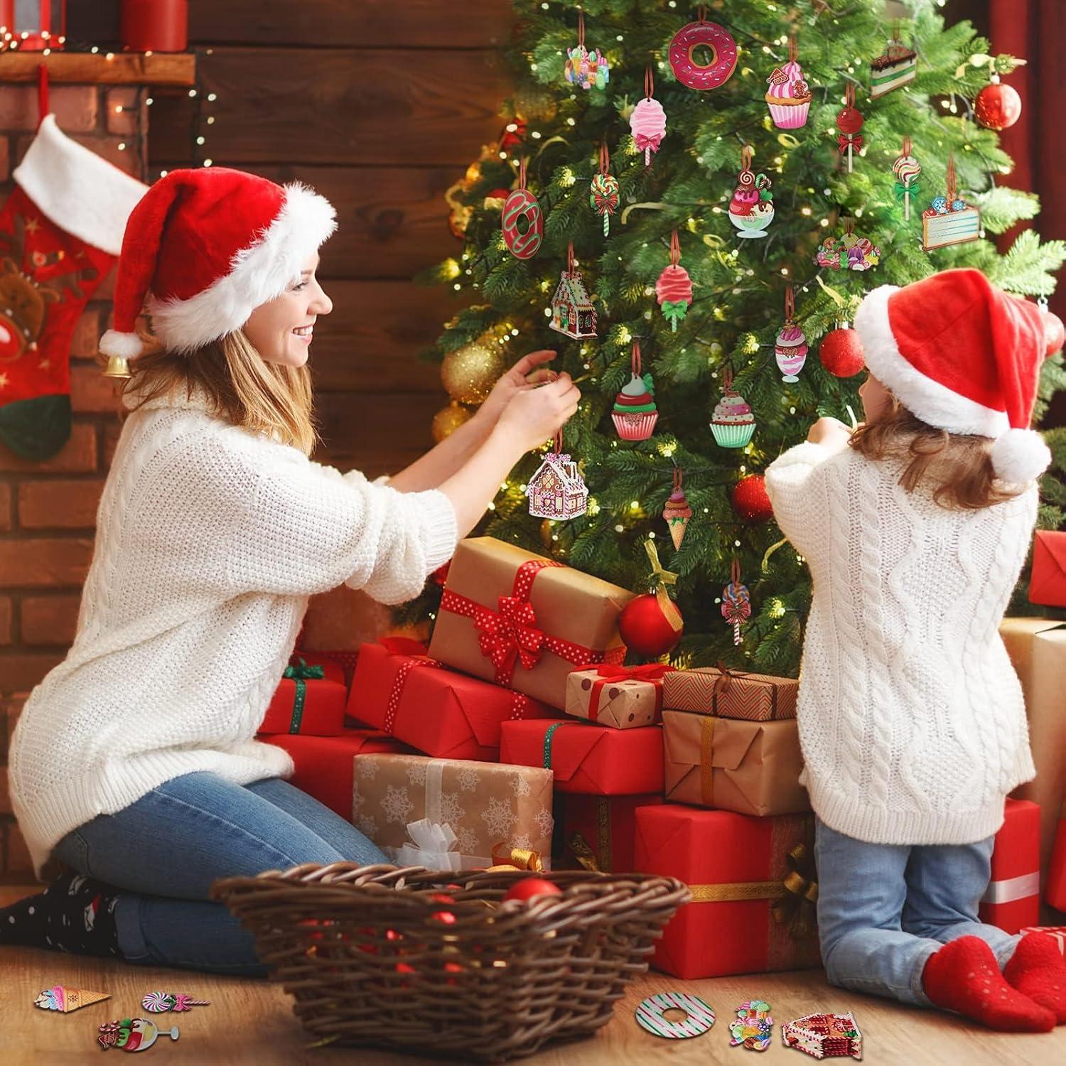 30 Stück Holz Weihnachtsbaum Deko Anhänger Christbaumschmuck Christmas Decorations Baumschmuck