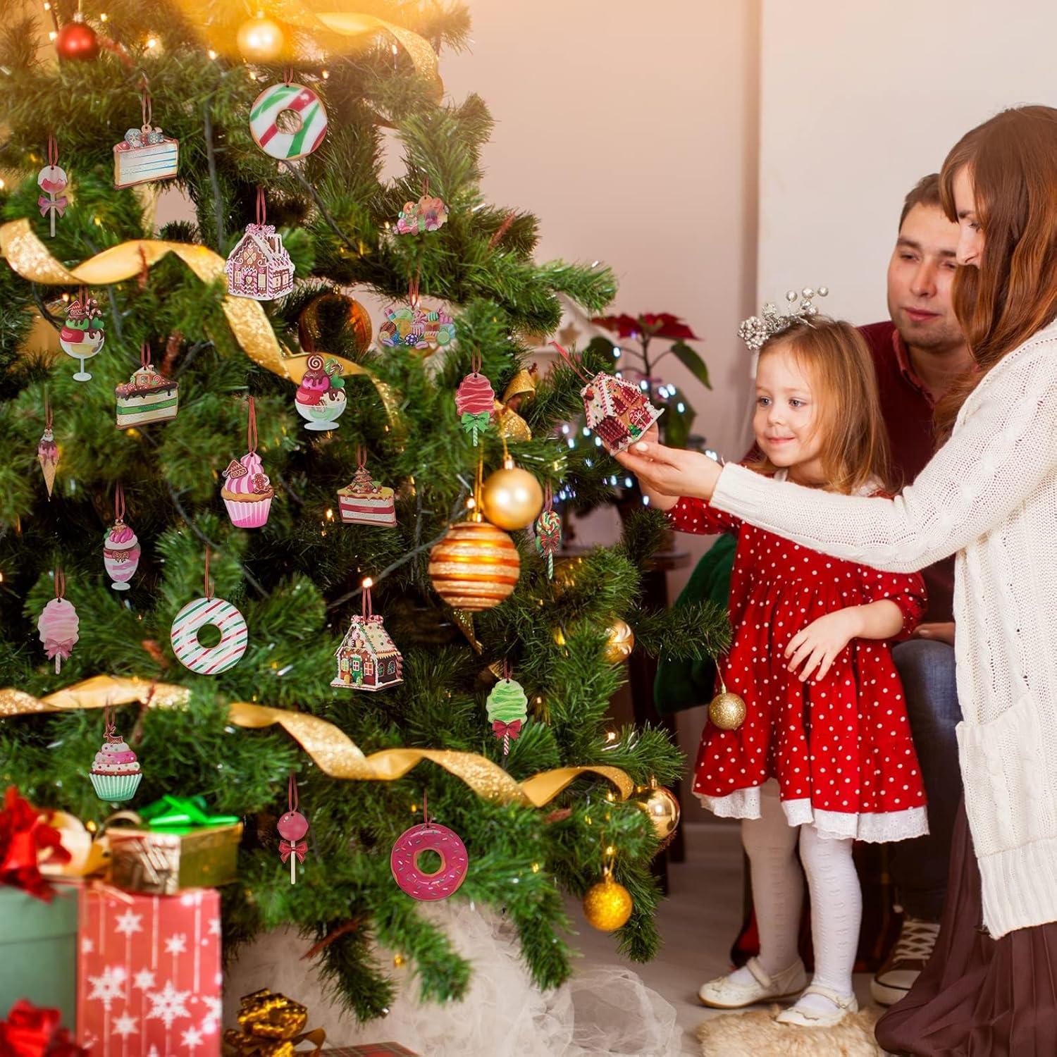 30 Holz Weihnachtsbaum Anhänger Deko Christbaumschmuck Set
