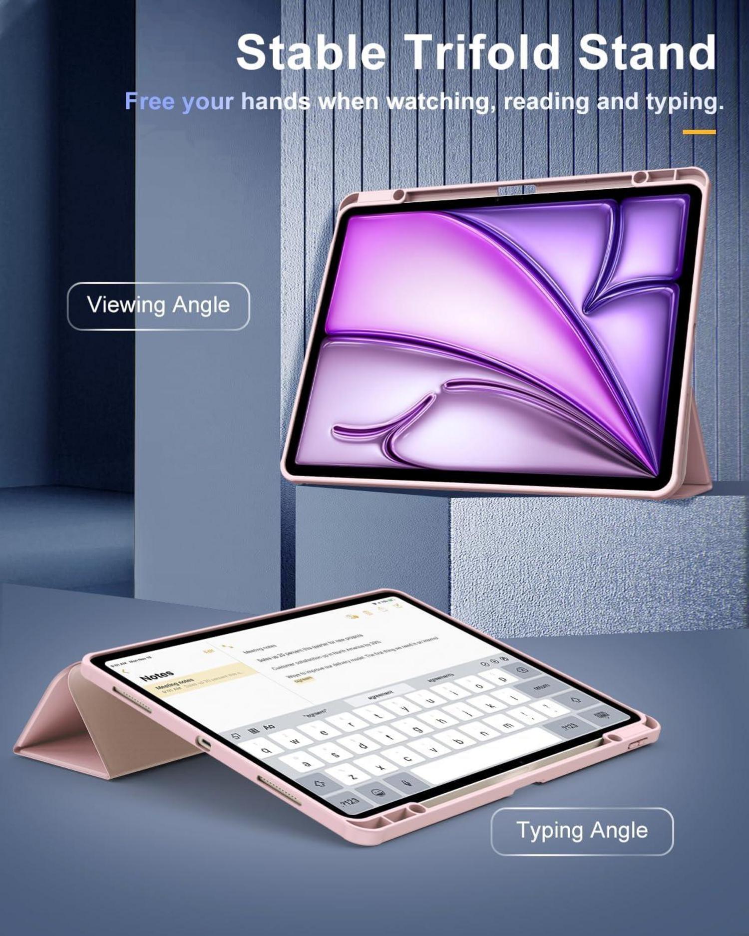 TiMOVO iPad Air 13 Zoll 2024 Schutzhülle Stifthalter Transparent Rückseite Blau