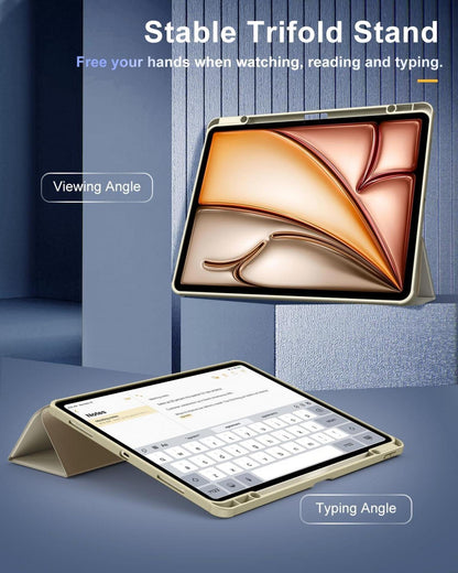 TiMOVO iPad Air 13 Zoll 2024 Schutzhülle Stifthalter Transparent Champagner Gold